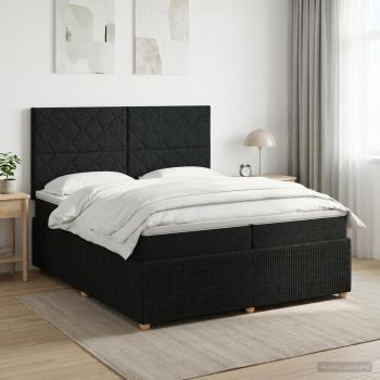 ARDEBO.de - Boxspringbett mit Matratze Schwarz 200 x 200 cm Stoff