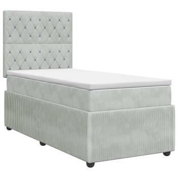 Boxspringbett mit Matratze Hellgrau 80 x 200 cm Samt