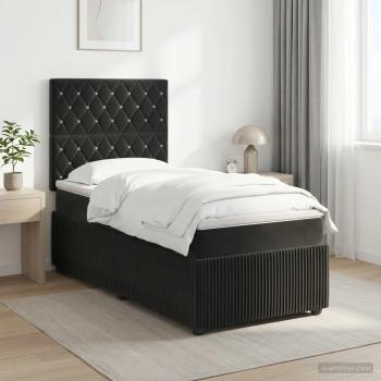 ARDEBO.de - Boxspringbett mit Matratze Schwarz 80 x 200 cm Samt