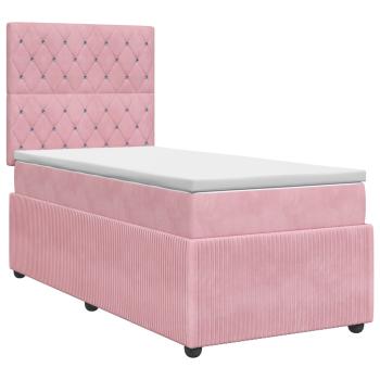 Boxspringbett mit Matratze mit Kopfteil Rosa 90 x 200 cm Samt