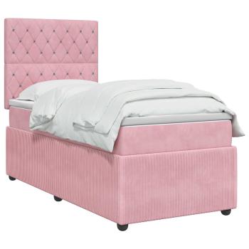 Boxspringbett mit Matratze mit Kopfteil Rosa 90 x 200 cm Samt