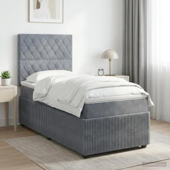 ARDEBO.de - Boxspringbett mit Matratze Dunkelgrau 100 x 200 cm Samt