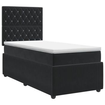 Boxspringbett mit Matratze Schwarz 100 x 200 cm Samt