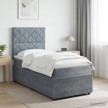 ARDEBO.de - Boxspringbett mit Matratze Dunkelgrau 100 x 200 cm Samt