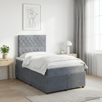 ARDEBO.de - Boxspringbett mit Matratze Dunkelgrau 120 x 190 cm Samt