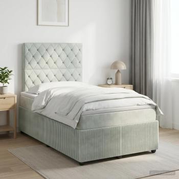 ARDEBO.de - Boxspringbett mit Matratze Hellgrau 120 x 200 cm Samt