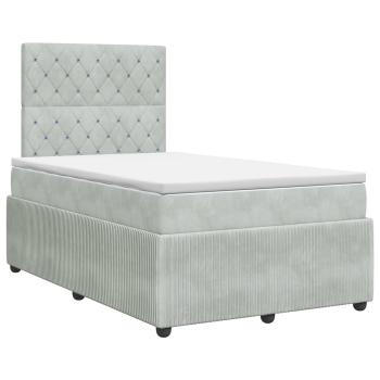 Boxspringbett mit Matratze Hellgrau 120 x 200 cm Samt