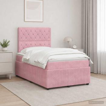 ARDEBO.de - Boxspringbett mit Matratze mit Kopfteil Rosa 120 x 200 cm Samt