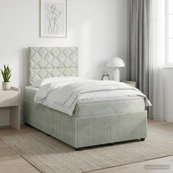 ARDEBO.de - Boxspringbett mit Matratze Hellgrau 120 x 200 cm Samt