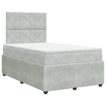 Boxspringbett mit Matratze Hellgrau 120 x 200 cm Samt