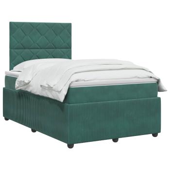 Boxspringbett mit Matratze Dunkelgrün 120 x 200 cm Samt