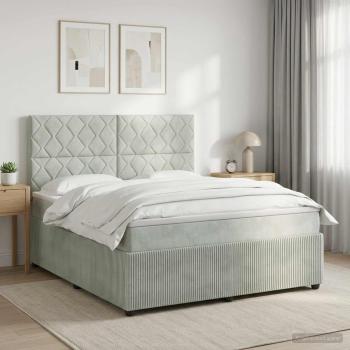 ARDEBO.de - Boxspringbett mit Matratze Hellgrau 140 x 190 cm Samt