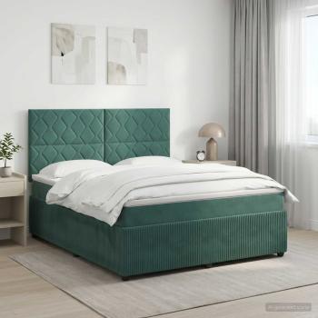 ARDEBO.de - Boxspringbett mit Matratze Dunkelgrün 140 x 190 cm Samt