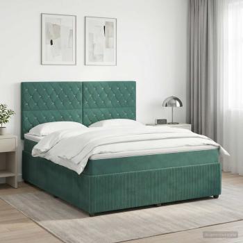 ARDEBO.de - Boxspringbett mit Matratze Dunkelgrün 140 x 200 cm Samt