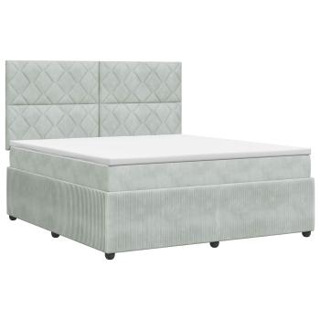 Boxspringbett mit Matratze Hellgrau 140 x 200 cm Samt