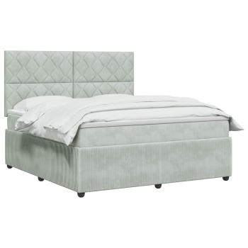 Boxspringbett mit Matratze Hellgrau 140 x 200 cm Samt