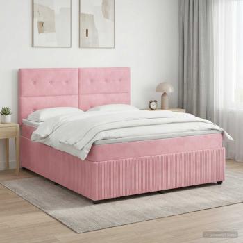 ARDEBO.de - Boxspringbett mit Matratze mit Kopfteil Rosa 160 x 200 cm Samt