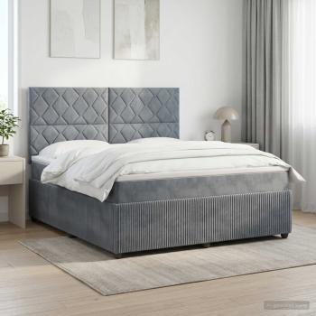 ARDEBO.de - Boxspringbett mit Matratze Dunkelgrau 180 x 200 cm Samt