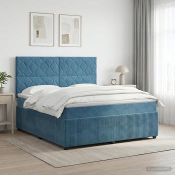 ARDEBO.de - Boxspringbett mit Matratze mit Kopfteil Blau 180 x 200 cm Samt