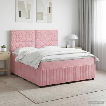 ARDEBO.de - Boxspringbett mit Matratze mit Kopfteil Rosa 180 x 200 cm Samt
