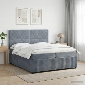 ARDEBO.de - Boxspringbett mit Matratze Dunkelgrau 200 x 200 cm Samt
