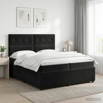 ARDEBO.de - Boxspringbett mit Matratze Schwarz 200 x 200 cm Samt