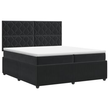 Boxspringbett mit Matratze Schwarz 200 x 200 cm Samt