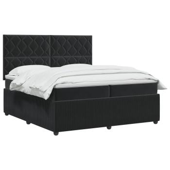 Boxspringbett mit Matratze Schwarz 200 x 200 cm Samt
