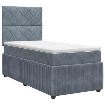 Boxspringbett mit Matratze mit Kopfteil Dunkelgrau Einzeln Samt