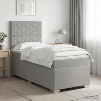 Boxspringbett mit Matratze Hellgrau 80 x 200 cm Stoff