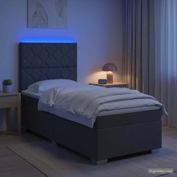 Boxspringbett mit Matratze Dunkelgrau 80 x 200 cm Stoff