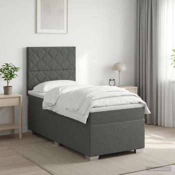 Boxspringbett mit Matratze Dunkelgrau 80 x 200 cm Stoff