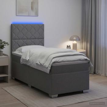 ARDEBO.de - Boxspringbett mit Matratze Hellgrau 90 x 190 cm Stoff
