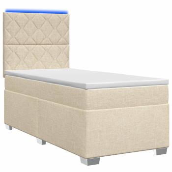 Boxspringbett mit Matratze mit Kopfteil Creme 90 x 200 cm Stoff