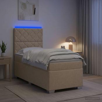 Boxspringbett mit Matratze mit Kopfteil Creme 90 x 200 cm Stoff