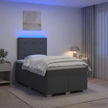 ARDEBO.de - Boxspringbett mit Matratze Dunkelgrau 120 x 190 cm Stoff