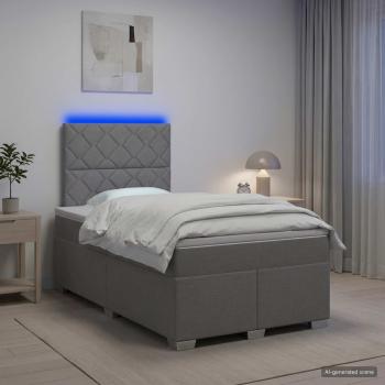 ARDEBO.de - Boxspringbett mit Matratze Hellgrau 120 x 190 cm Stoff