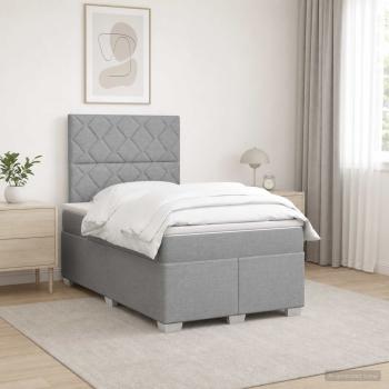Boxspringbett mit Matratze Hellgrau 120 x 190 cm Stoff