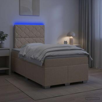 ARDEBO.de - Boxspringbett mit Matratze Creme 120 x 190 cm Stoff