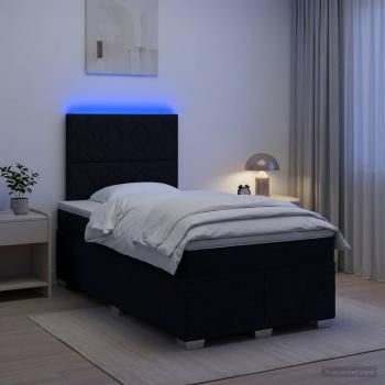 ARDEBO.de - Boxspringbett mit Matratze Schwarz 120 x 200 cm Stoff