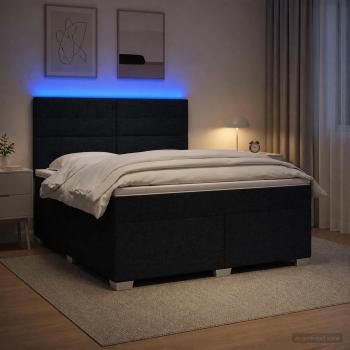 Boxspringbett mit Matratze Schwarz 160 x 200 cm Stoff