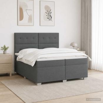 ARDEBO.de - Boxspringbett mit Matratze Dunkelgrau 200 x 200 cm Stoff
