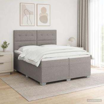 ARDEBO.de - Boxspringbett mit Matratze Taupe 200 x 200 cm Stoff