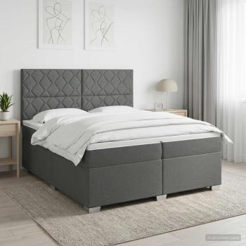 ARDEBO.de - Boxspringbett mit Matratze Dunkelgrau 200 x 200 cm Stoff