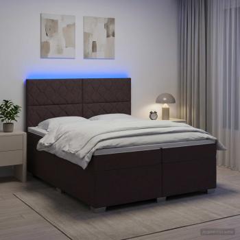 ARDEBO.de - Boxspringbett mit Matratze Dunkelbraun 200 x 200 cm Stoff