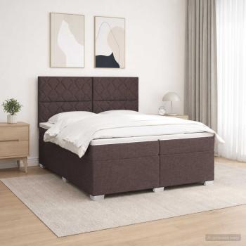 Boxspringbett mit Matratze Dunkelbraun 200 x 200 cm Stoff