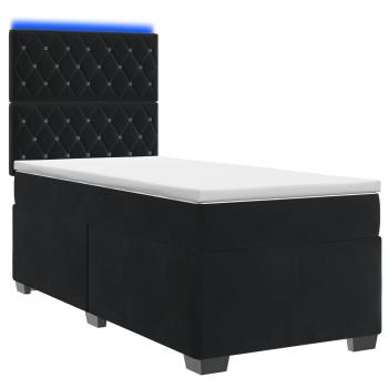 Boxspringbett mit Matratze Schwarz 80 x 200 cm Samt