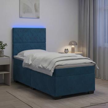 Boxspringbett mit Matratze mit Kopfteil Blau 80 x 200 cm Samt