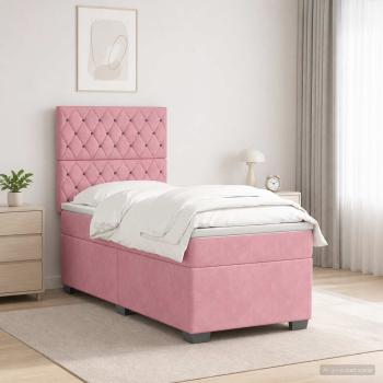 Boxspringbett mit Matratze mit Kopfteil Rosa 80 x 200 cm Samt