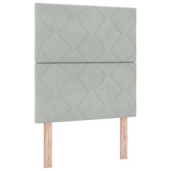 Boxspringbett mit Matratze Hellgrau 80 x 200 cm Samt